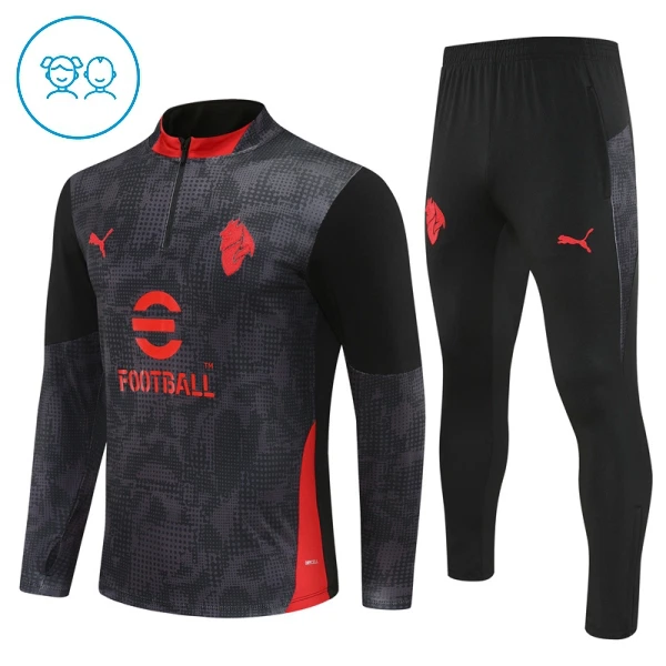 AC Milan Conjunto de Moletom de Treino Criança 25/26 Preto