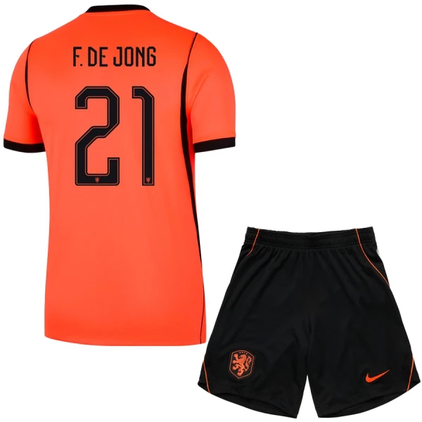Camisolas Holanda Frenkie de Jong 21 Criança Equipamento Principal Mundial 2026