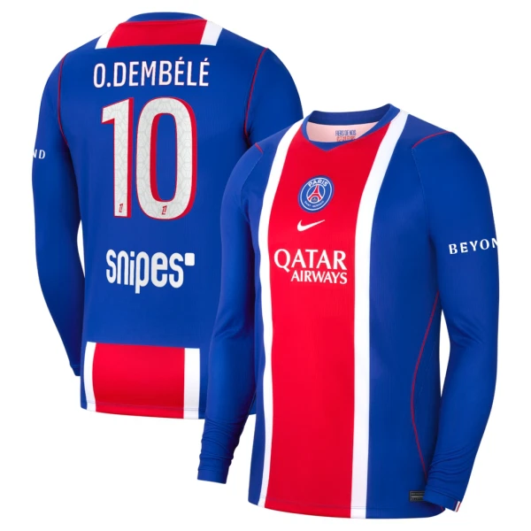 Camisolas Paris Saint-Germain Ousmane Dembélé 10 Equipamento Principal 26/27 Manga Comprida Camisolas Paris Saint-Germain Ousmane Dembélé 10 Equipamento Principal 26/27 Manga Comprida