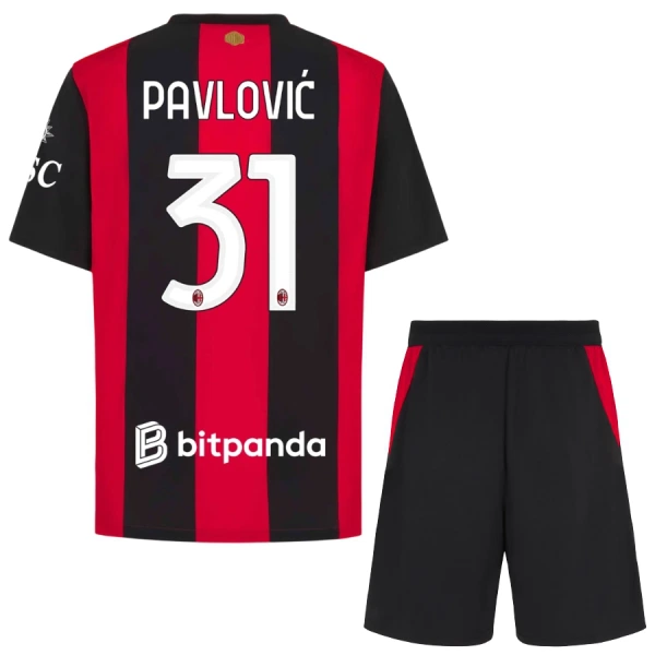 Camisolas AC Milan Pavlovic 31 Criança Equipamento Principal 26/27 Camisolas AC Milan Pavlovic 31 Criança Equipamento Principal 26/27