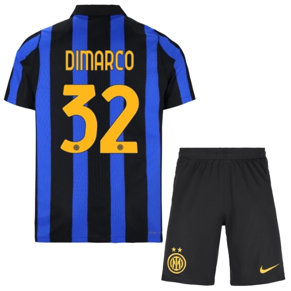 Camisolas Inter Milan Dimarco 32 Criança Equipamento Principal 26/27 Camisolas Inter Milan Dimarco 32 Criança Equipamento Principal 26/27