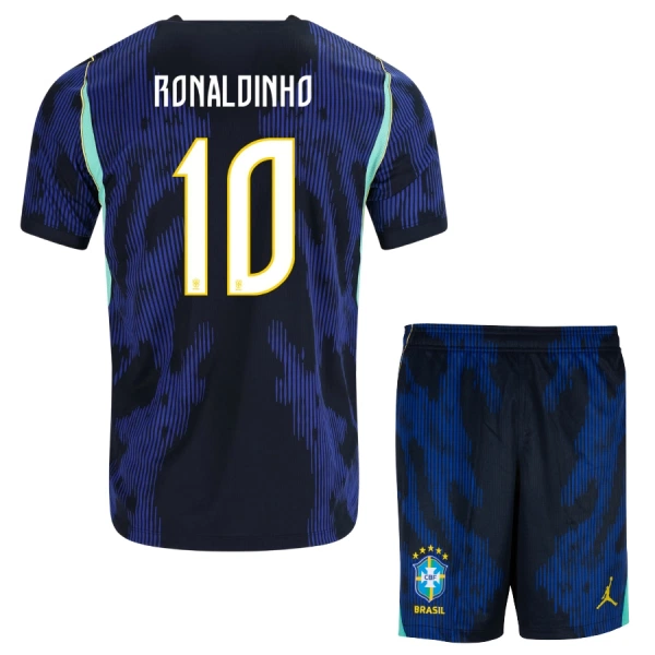 Camisolas Brasil Ronaldinho 10 Criança Equipamento Alternativo Mundial 2026 Camisolas Brasil Ronaldinho 10 Criança Equipamento Alternativo Mundial 2026