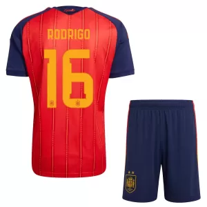 Camisolas Espanha 2 Stars Rodrigo Hernández 16 Criança Equipamento Principal Mundial 2026