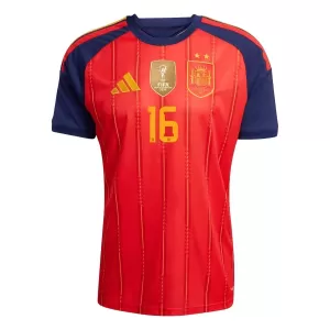Camisolas Espanha 2 Stars Rodrigo Hernández 16 Criança Equipamento Principal Mundial 2026