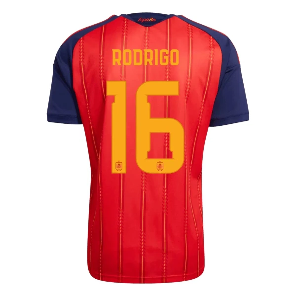 Camisolas Espanha 2 Stars Rodrigo Hernández 16 Criança Equipamento Principal Mundial 2026