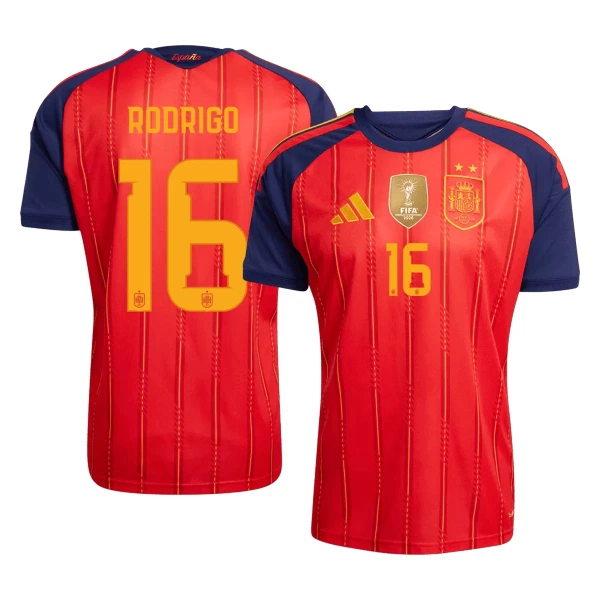 Camisolas Espanha 2 Stars Rodrigo Hernández 16 Equipamento Principal Mundial 2026 Camisolas Espanha 2 Stars Rodrigo Hernández 16 Equipamento Principal Mundial 2026