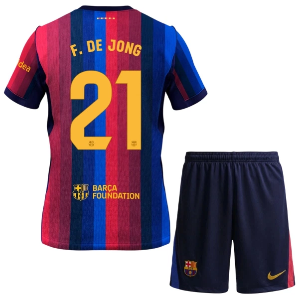 Camisolas FC Barcelona Frenkie de Jong 21 Criança Equipamento Principal 26/27 Camisolas FC Barcelona Frenkie de Jong 21 Criança Equipamento Principal 26/27