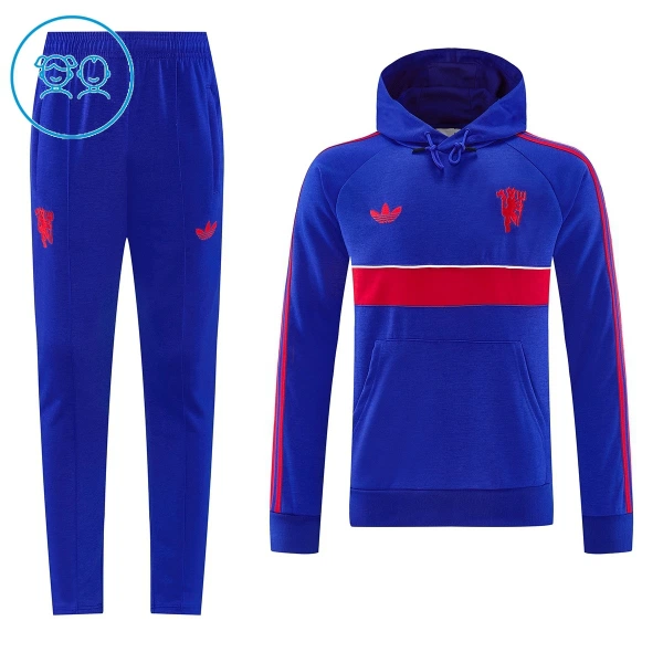 Manchester United Capuz Conjunto de Moletom de Treino Criança 26/27 Azul Manchester United Capuz Conjunto de Moletom de Treino Criança 26/27 Azul