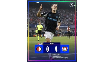 O azarão da Bundesliga Leverkusen derrotou o Feyenoord por 4 a 0 para começar bem O azarão da Bundesliga Leverkusen derrotou o Feyenoord por 4 a 0 para começar bem